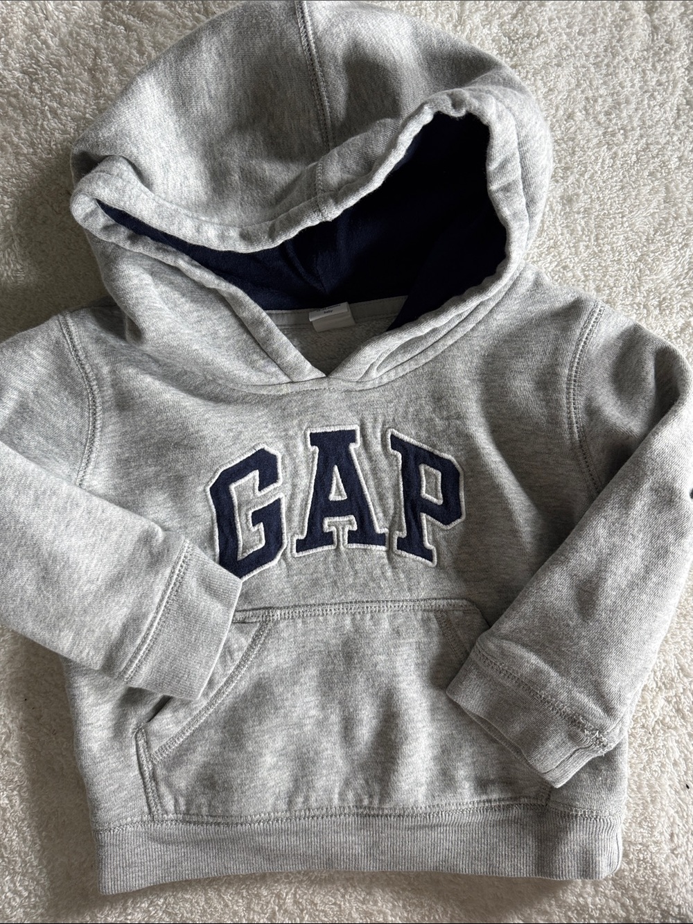 GAP Light Gray Hoodie with Navy Logo & Lining